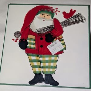 Vietri Old St. Nick Trivet Borders W/Woodpile